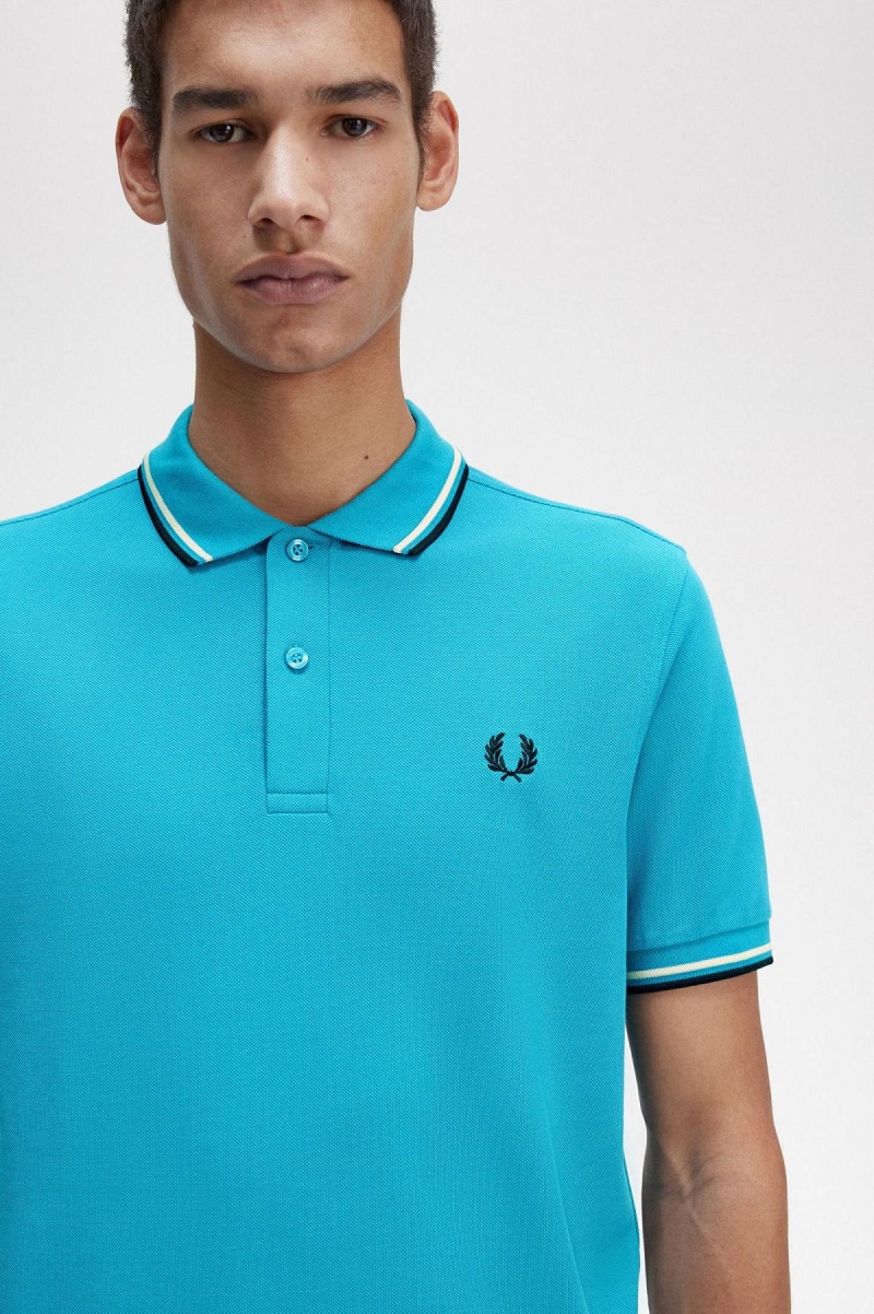 Fred Perry M3600 Piketröja Herr Blå Grädde Svarta | DSEKV65384