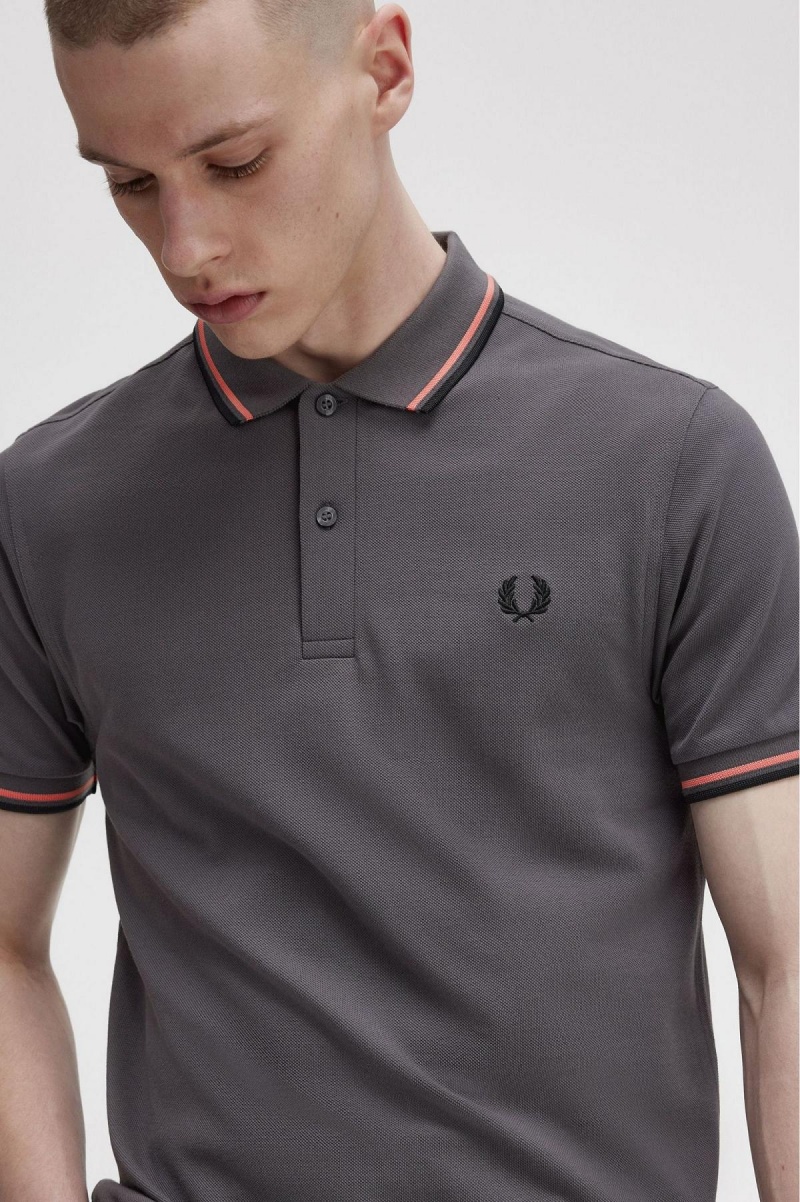 Fred Perry M3600 Piketröja Herr Korall Svarta | SEQCS18886