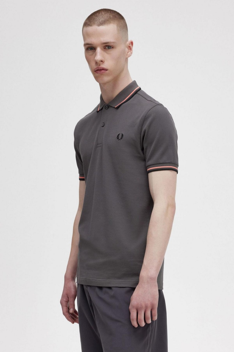 Fred Perry M3600 Piketröja Herr Korall Svarta | SEQCS18886