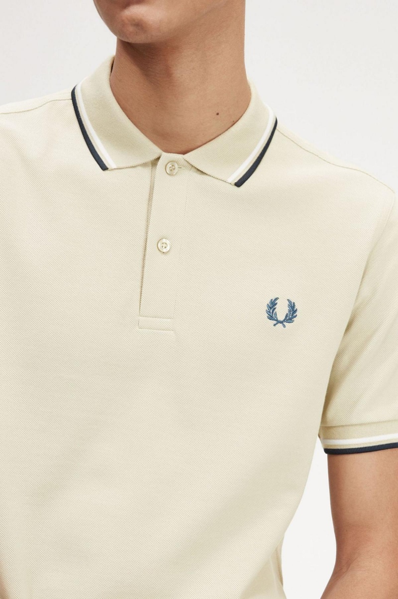 Fred Perry M3600 Piketröja Herr Ljusvita Blå | SEJBT91828