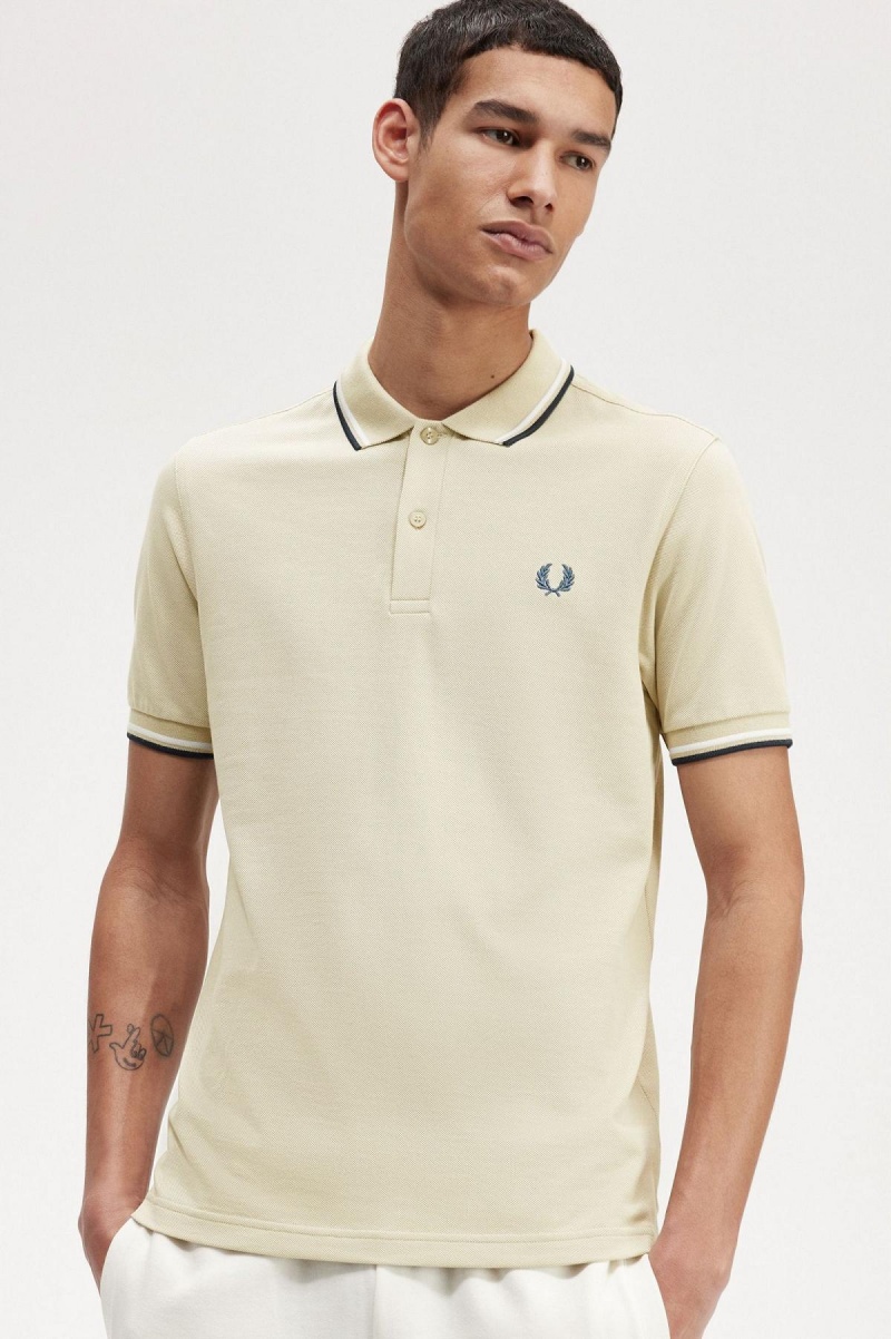 Fred Perry M3600 Piketröja Herr Ljusvita Blå | SEJBT91828