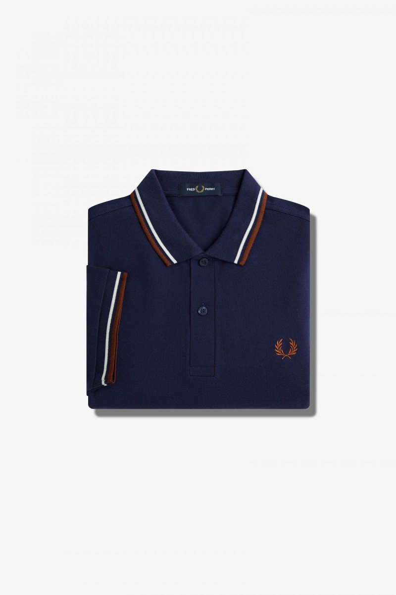 Fred Perry M3600 Piketröja Herr Marinblå Bruna | SEIIZ49524