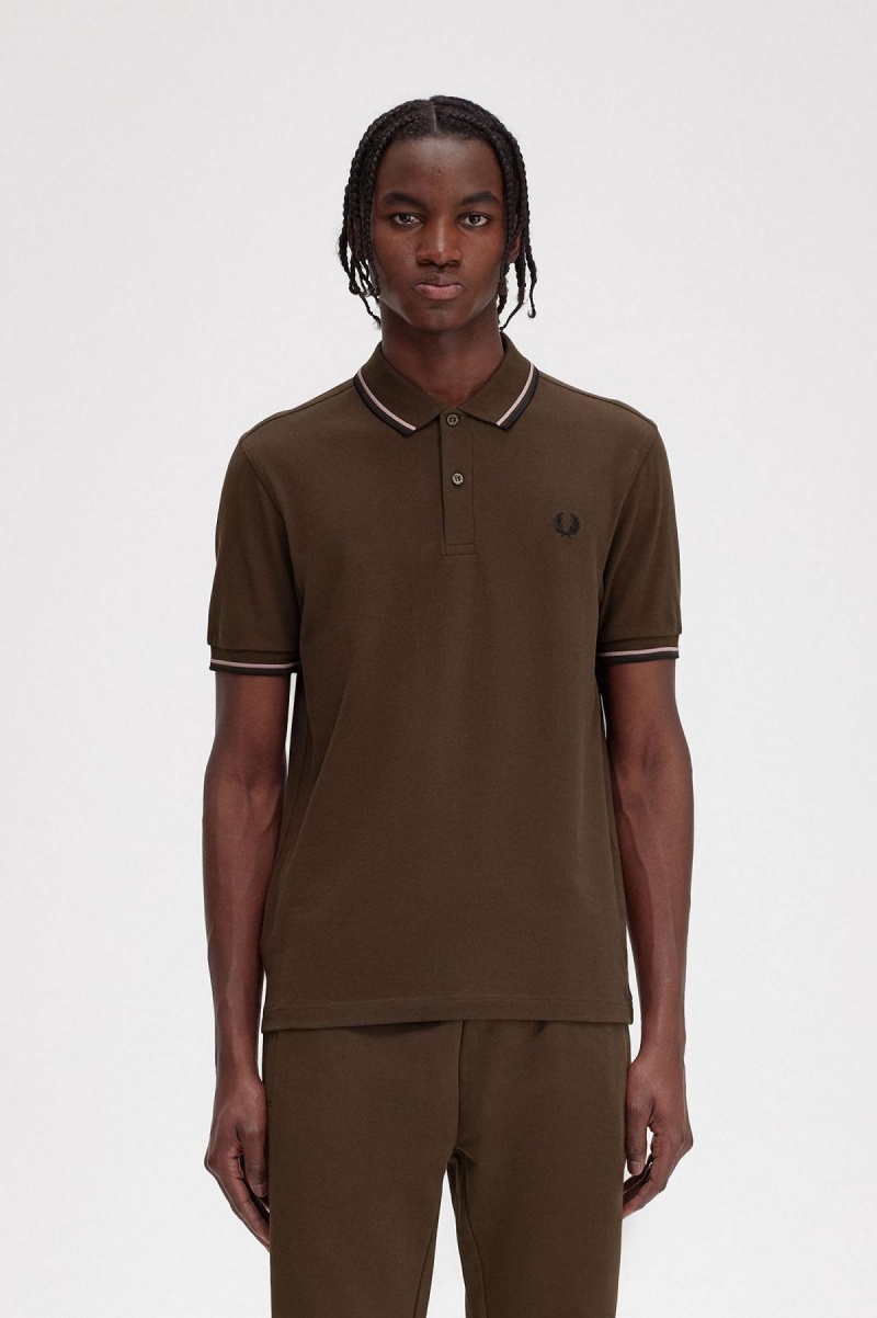 Fred Perry M3600 Piketröja Herr Mörkrosa Svarta | MSEFT48215