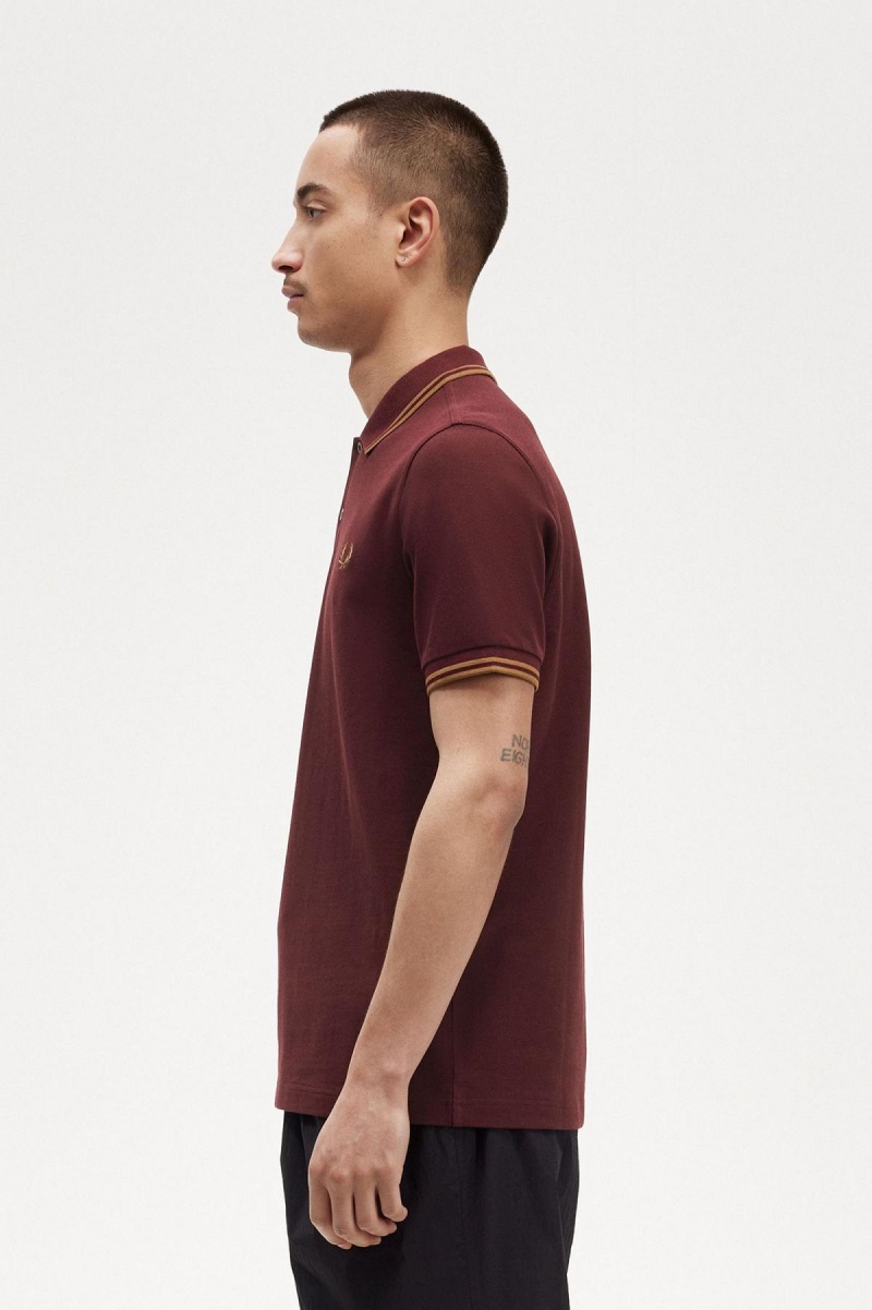 Fred Perry M3600 Piketröja Herr Oxblood / Shaded Stone / Shaded Stone | SEZPD33957