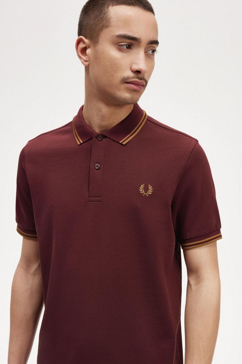 Fred Perry M3600 Piketröja Herr Oxblood / Shaded Stone / Shaded Stone | SEZPD33957