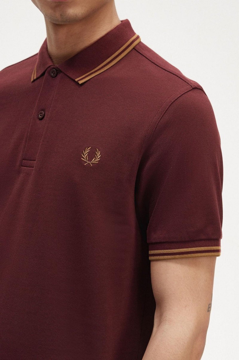 Fred Perry M3600 Piketröja Herr Oxblood / Shaded Stone / Shaded Stone | SEZPD33957