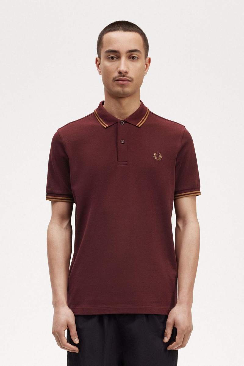 Fred Perry M3600 Piketröja Herr Oxblood / Shaded Stone / Shaded Stone | SEZPD33957