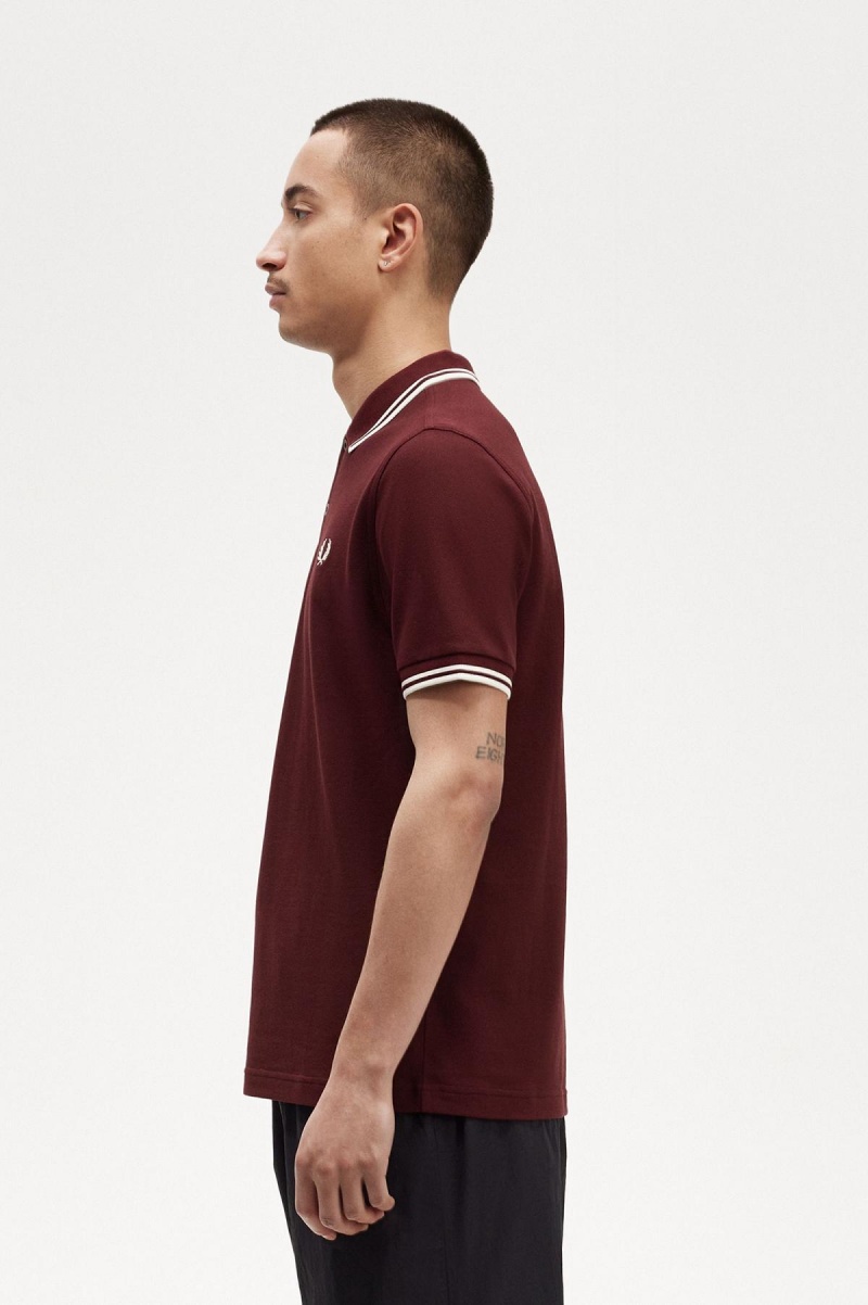 Fred Perry M3600 Piketröja Herr Oxblood / Ecru / Ecru | SEZPD82861