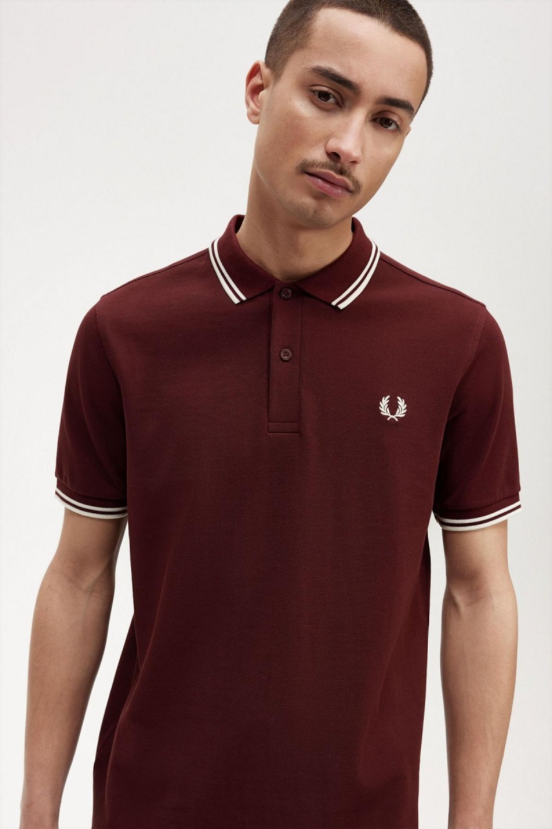 Fred Perry M3600 Piketröja Herr Oxblood / Ecru / Ecru | SEZPD82861