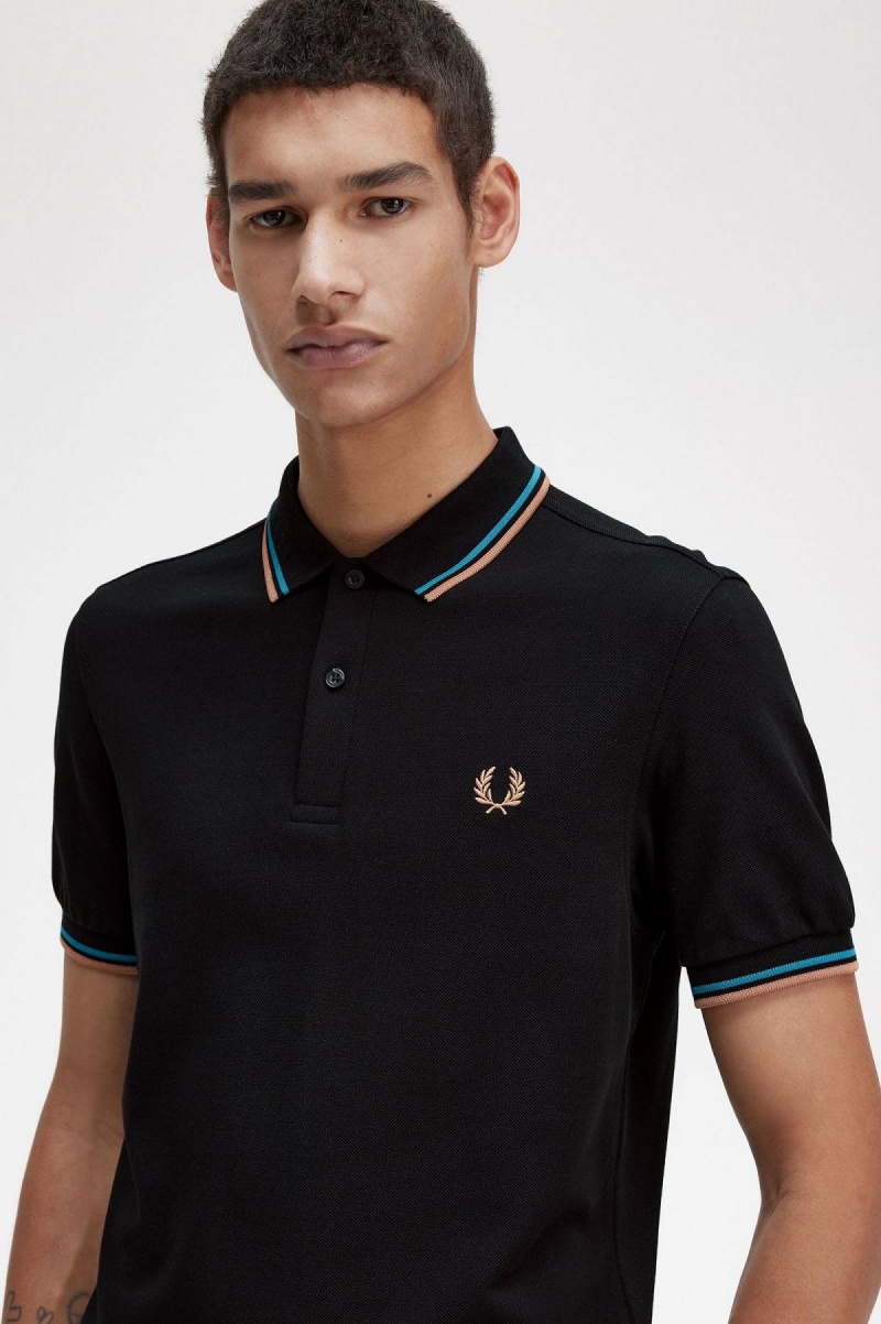 Fred Perry M3600 Piketröja Herr Svarta Blå Ljus | SEJBT65447