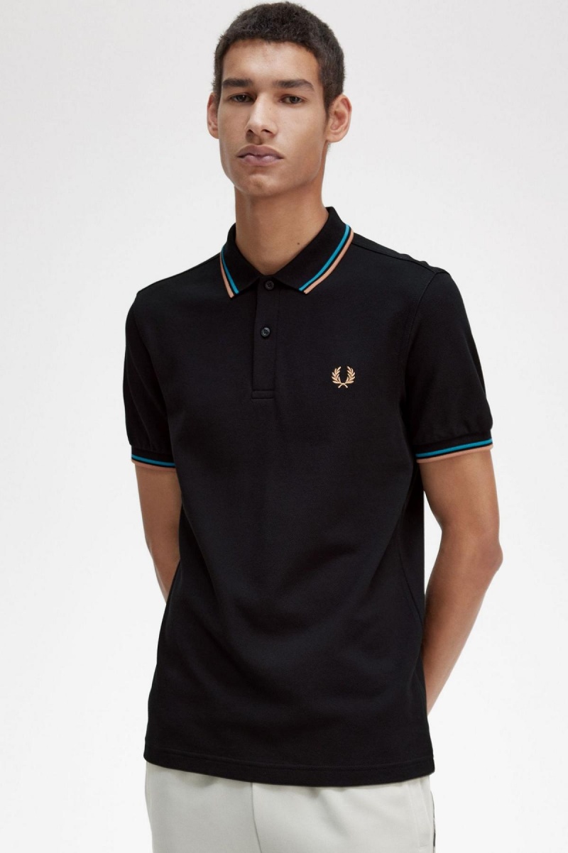 Fred Perry M3600 Piketröja Herr Svarta Blå Ljus | SEJBT65447