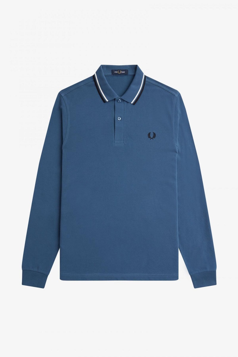 Fred Perry M3636 Fred Perry Shirt Herr Blå Vita Svarta | SECVG25059