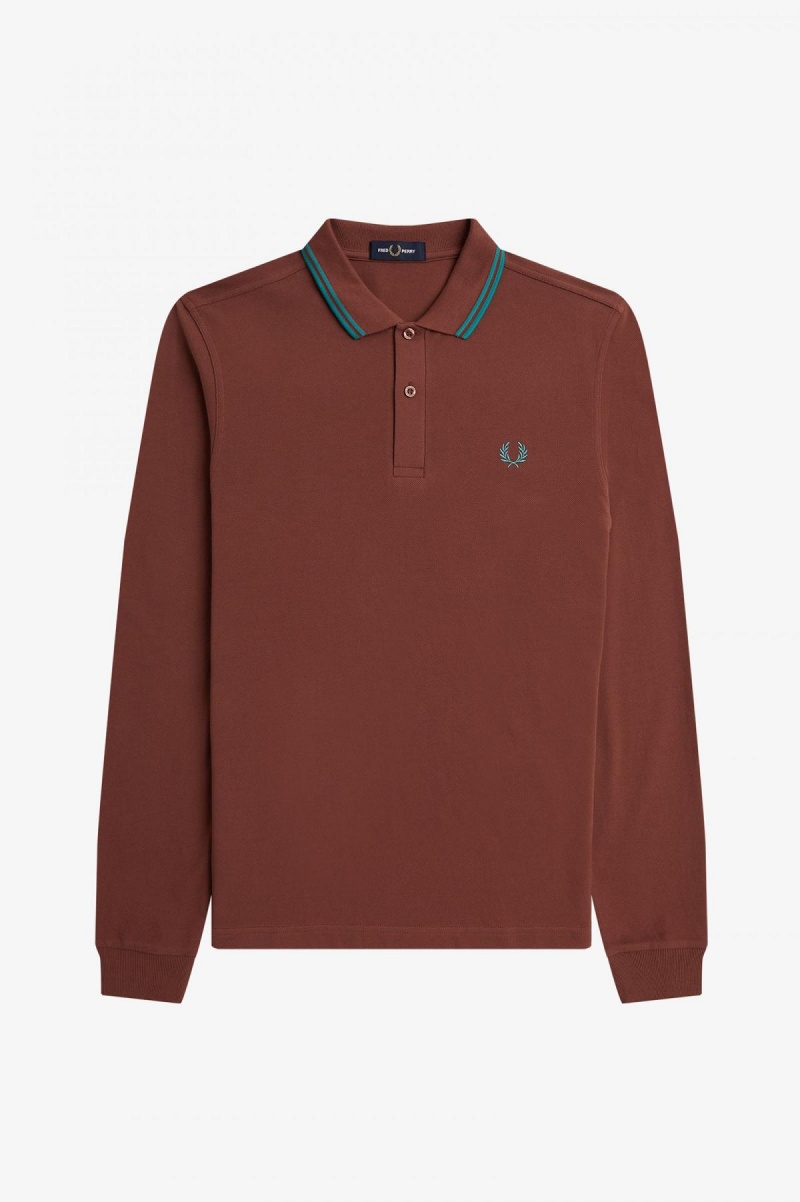 Fred Perry M3636 Fred Perry Shirt Herr Bruna Mörkmintgröna Mörkmintgröna | SENZX23440