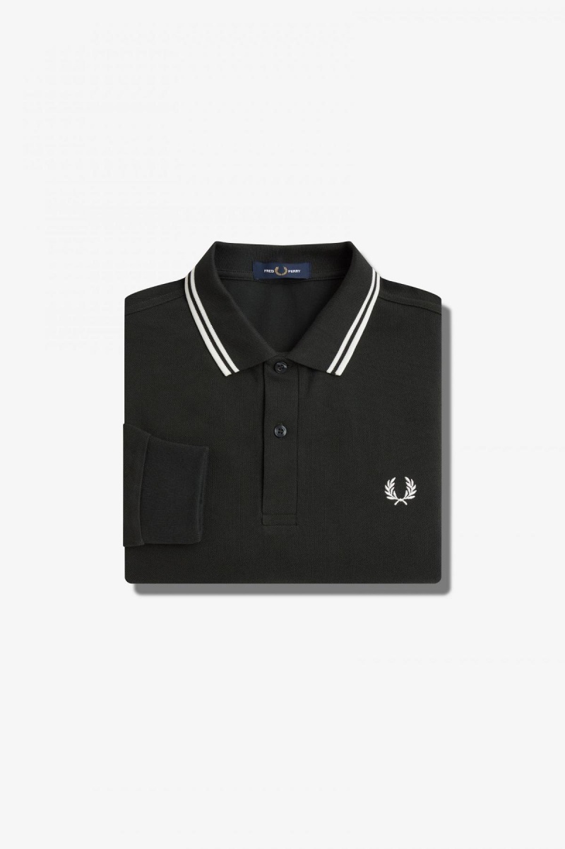 Fred Perry M3636 Fred Perry Shirt Herr Gröna Vita Vita | SEQCS60346