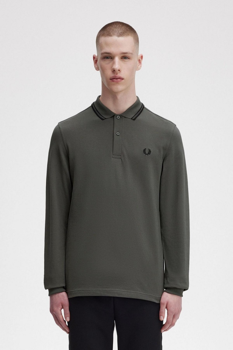 Fred Perry M3636 Fred Perry Shirt Herr Gröna Svarta Svarta | ASEWC69004