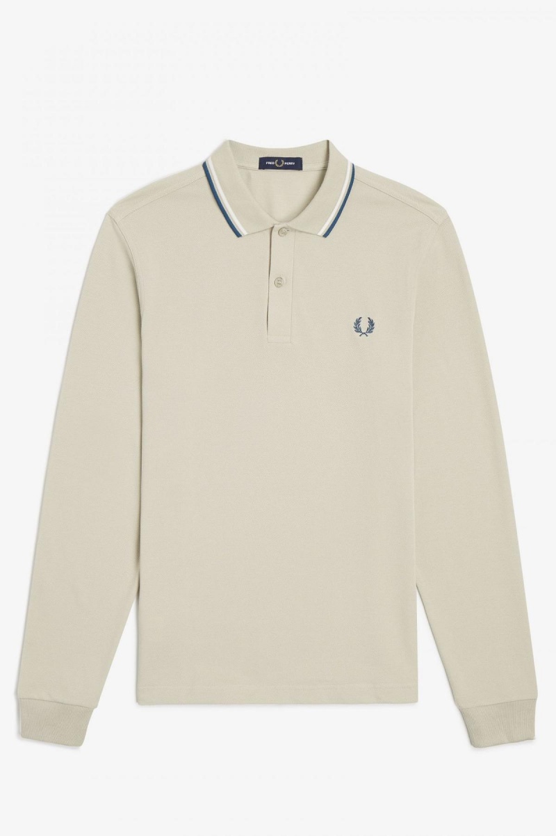 Fred Perry M3636 Fred Perry Shirt Herr Ljusvita Blå | SENZX63849