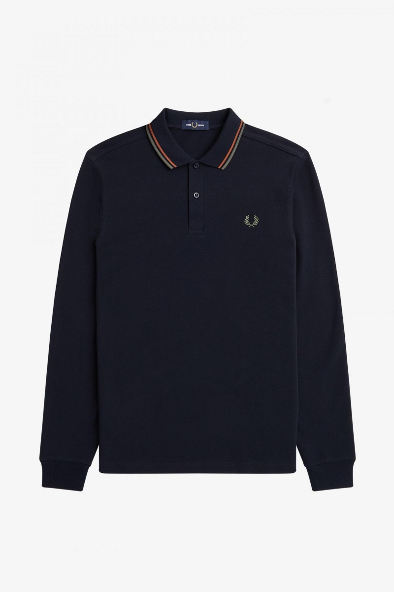 Fred Perry M3636 Fred Perry Shirt Herr Marinblå Gröna | TSEPQ33910