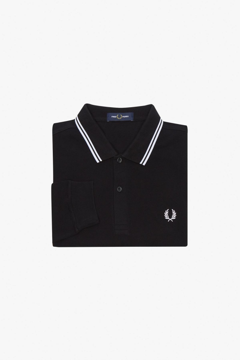 Fred Perry M3636 Fred Perry Shirt Herr Svarta Vita Vita | SEJZR32698