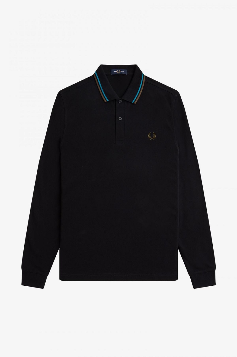 Fred Perry M3636 Fred Perry Shirt Herr Svarta Blå Gröna | ASEDF13190