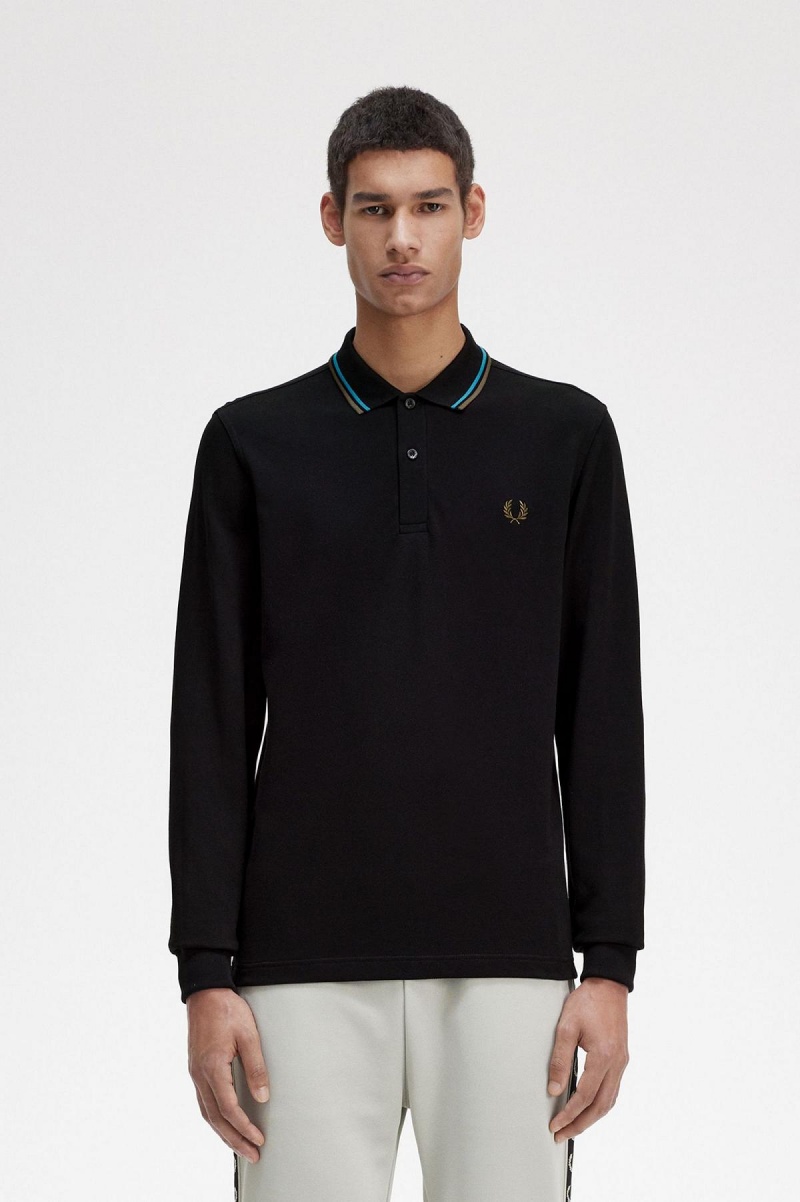 Fred Perry M3636 Fred Perry Shirt Herr Svarta Blå Gröna | ASEDF13190