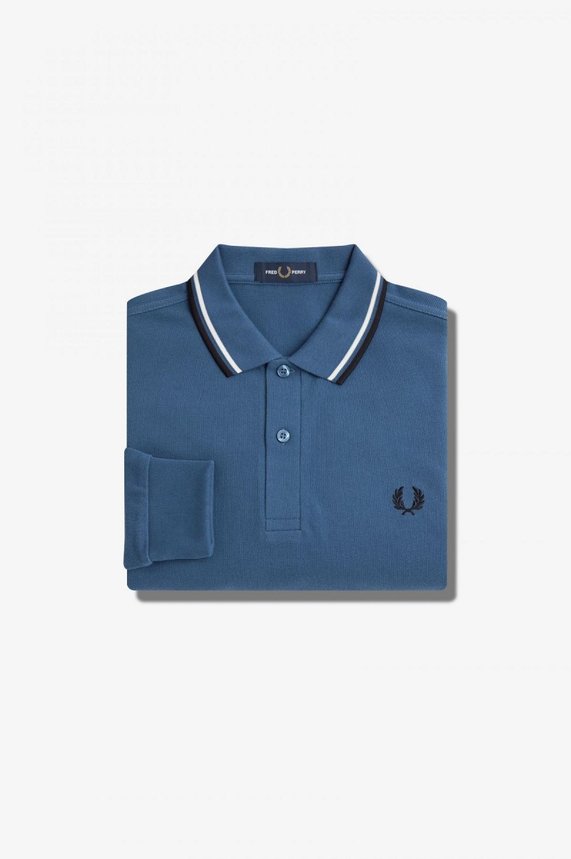 Fred Perry M3636 Piketröja Herr Blå Vita Svarta | ESEVG50421