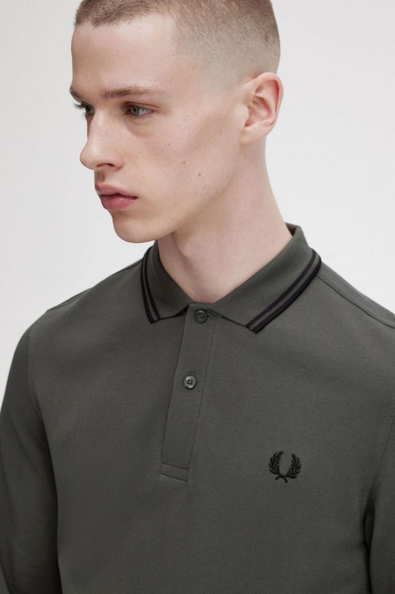 Fred Perry M3636 Piketröja Herr Gröna Svarta Svarta | SEJKU66064