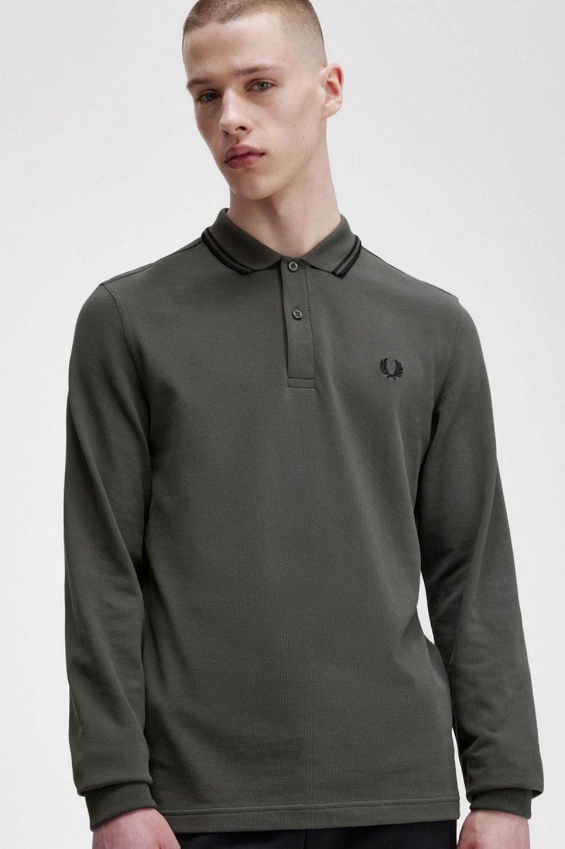 Fred Perry M3636 Piketröja Herr Gröna Svarta Svarta | SEJKU66064