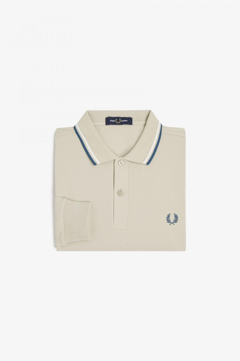 Fred Perry M3636 Piketröja Herr Ljusvita Blå | SEJZR47487