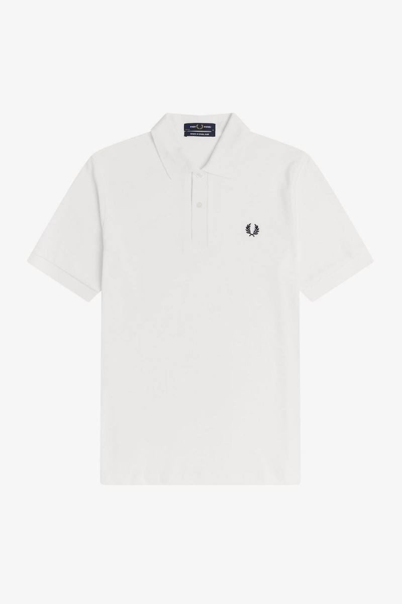 Fred Perry M3 Fred Perry Shirt Herr Vita Marinblå | ZSENQ80721