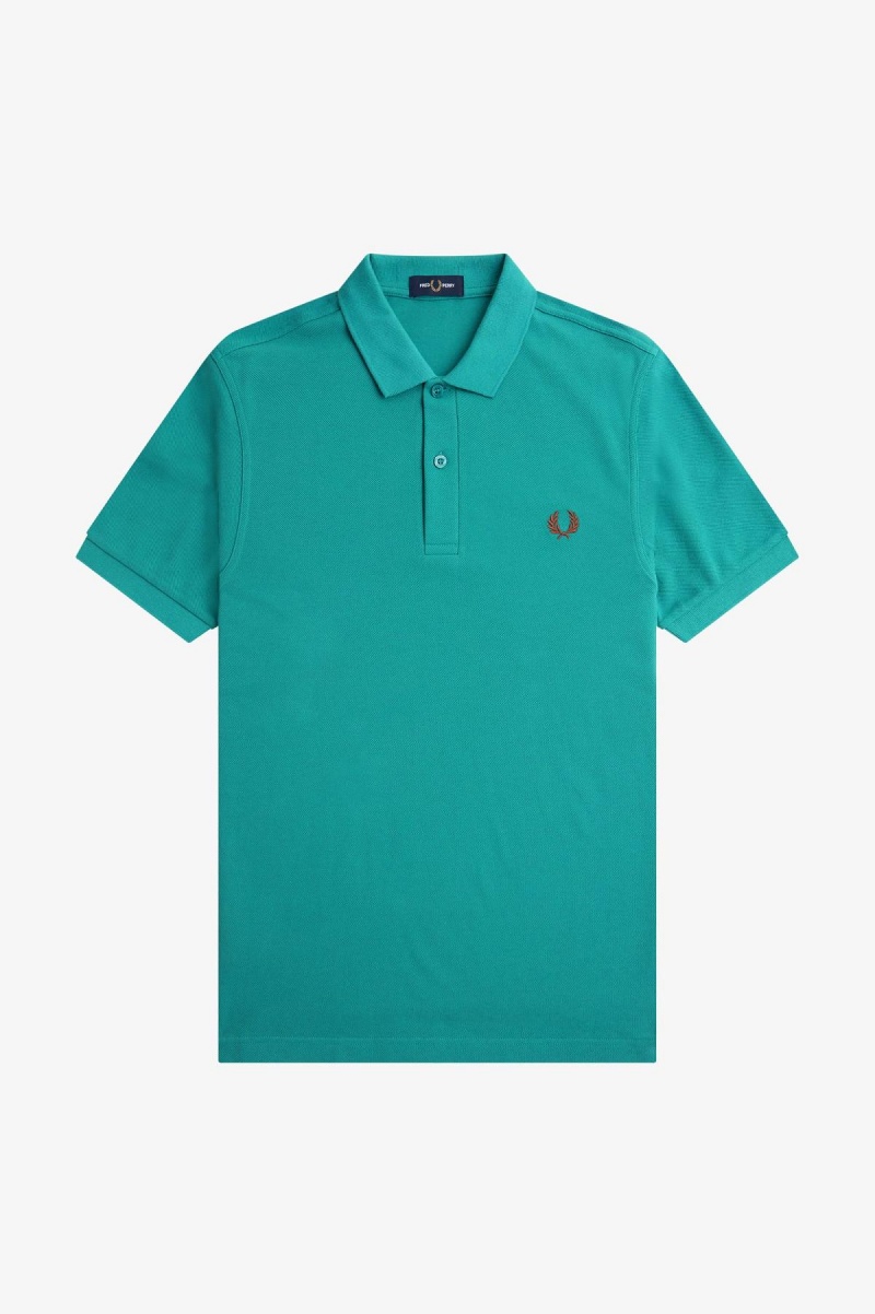 Fred Perry M6000 Fred Perry Shirt Herr Mörkmintgröna Bruna | SEZPD24377