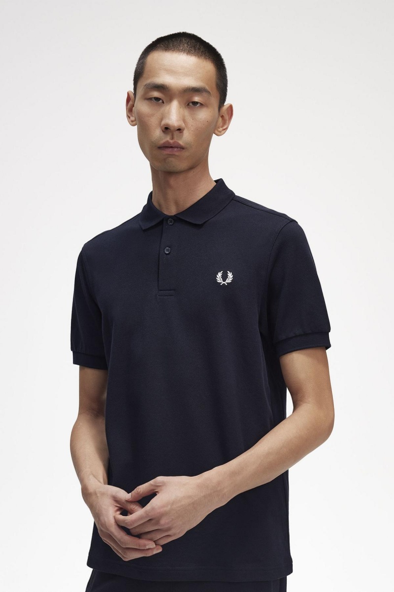 Fred Perry M6000 Fred Perry Shirt Herr Marinblå Vita | USEND99818