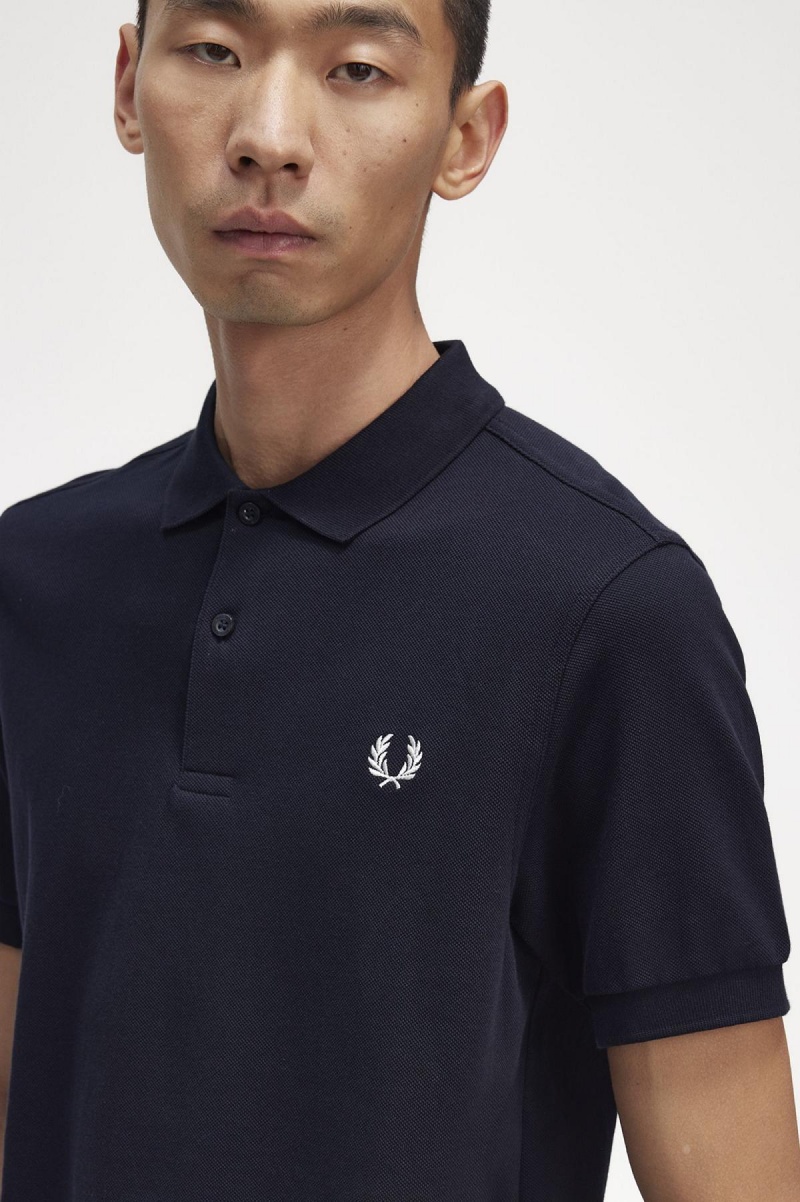 Fred Perry M6000 Fred Perry Shirt Herr Marinblå Vita | USEND99818