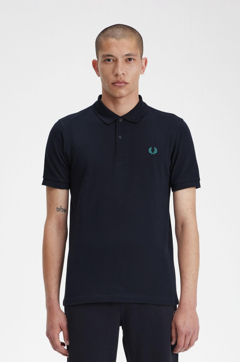 Fred Perry M6000 Fred Perry Shirt Herr Marinblå Mörkmintgröna | QSEWA17038