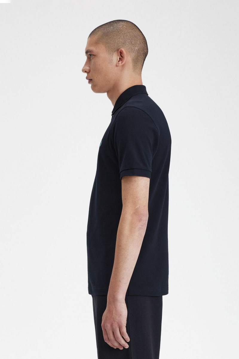 Fred Perry M6000 Fred Perry Shirt Herr Marinblå Mörkmintgröna | QSEWA17038