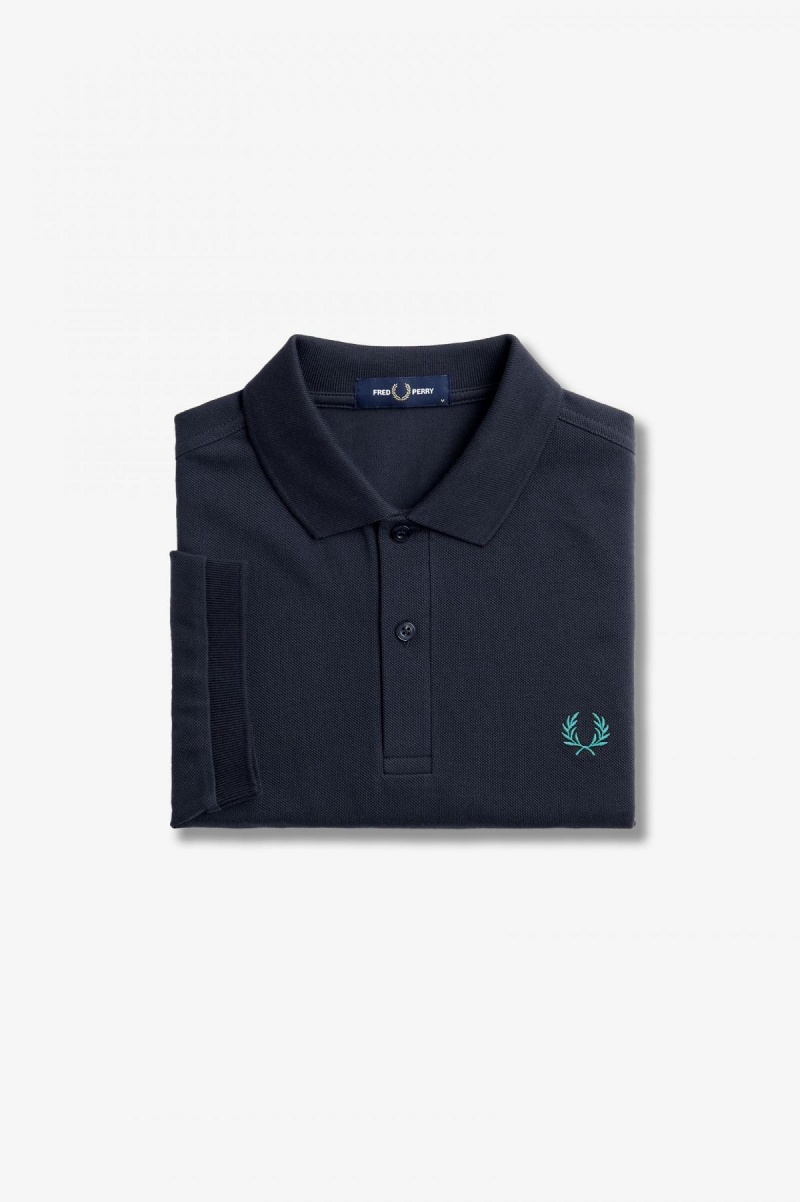 Fred Perry M6000 Fred Perry Shirt Herr Marinblå Mörkmintgröna | QSEWA17038