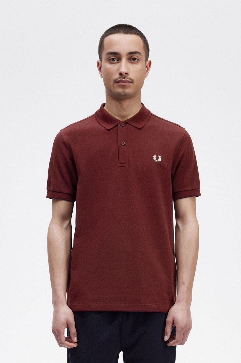 Fred Perry M6000 Fred Perry Shirt Herr Oxblood / Ecru | LSETR68692