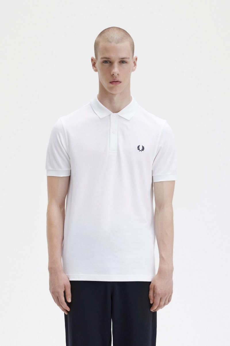 Fred Perry M6000 Fred Perry Shirt Herr Vita Marinblå | SECVG54264