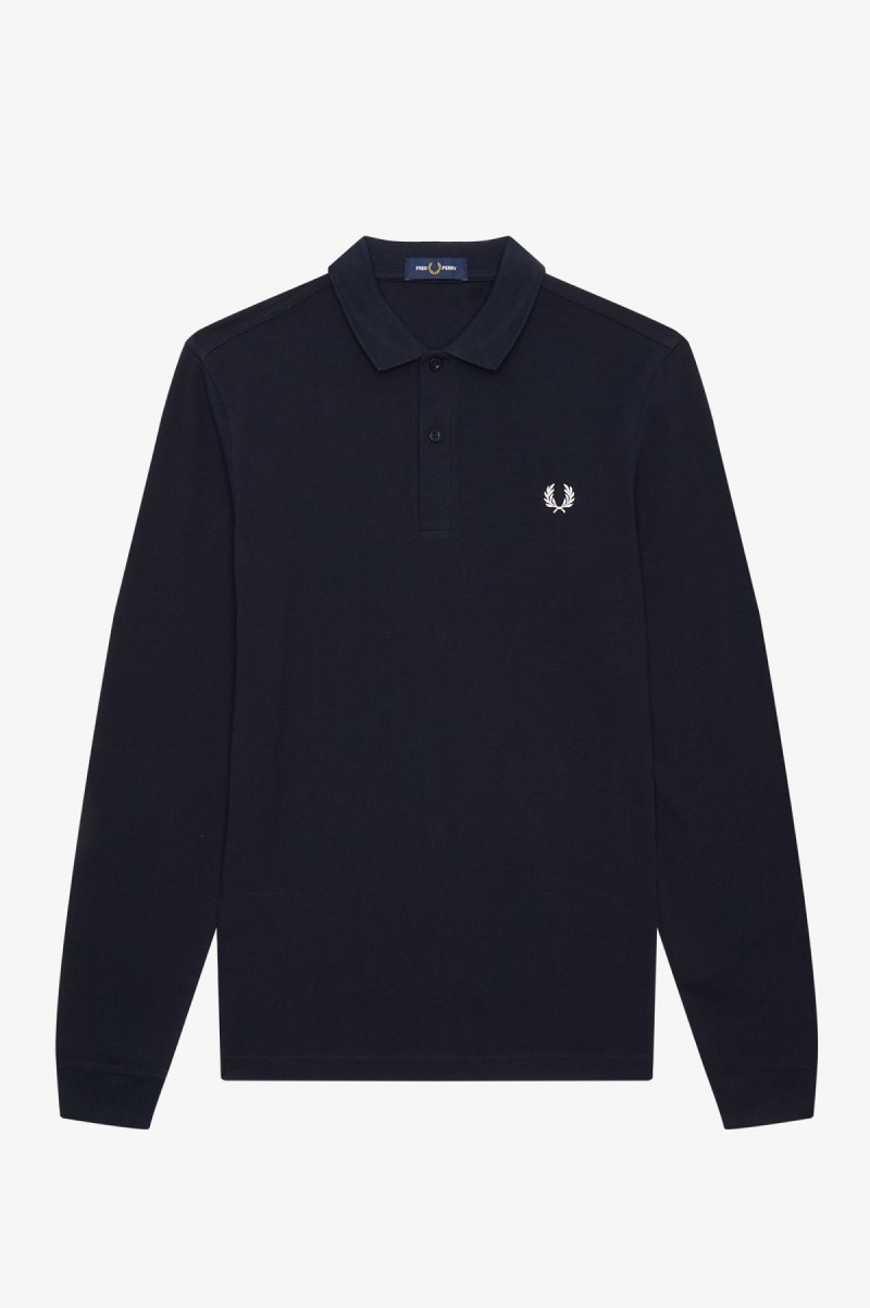 Fred Perry M6006 Fred Perry Shirt Herr Marinblå Vita | ESEHC60508