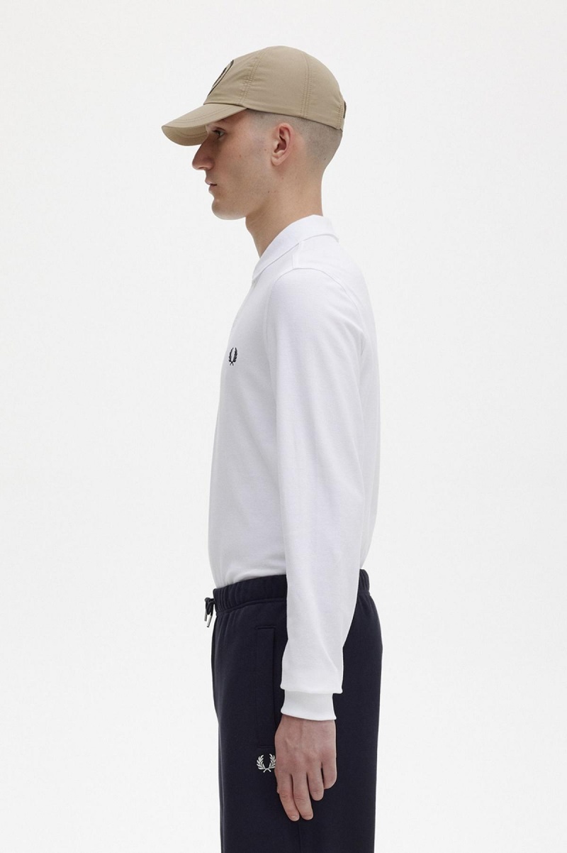 Fred Perry M6006 Fred Perry Shirt Herr Vita Marinblå | XSEBH23290