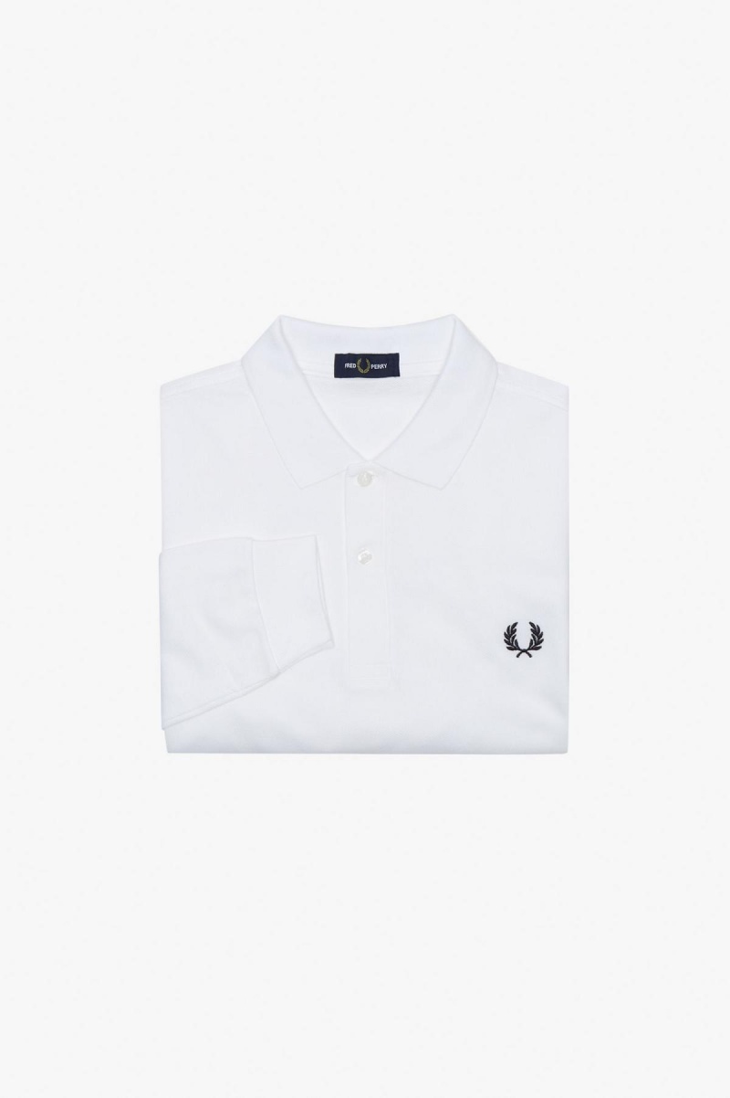 Fred Perry M6006 Fred Perry Shirt Herr Vita Marinblå | XSEBH23290