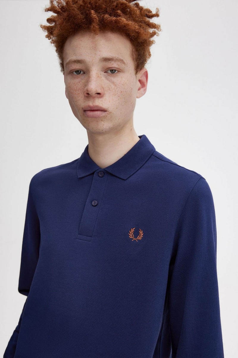 Fred Perry M6006 Piketröja Herr Marinblå Bruna | SEEAH49844