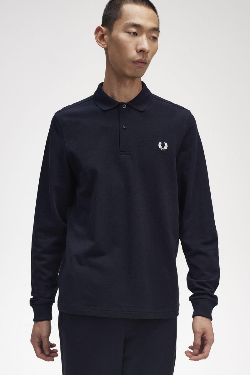 Fred Perry M6006 Piketröja Herr Marinblå Vita | SECIF74728