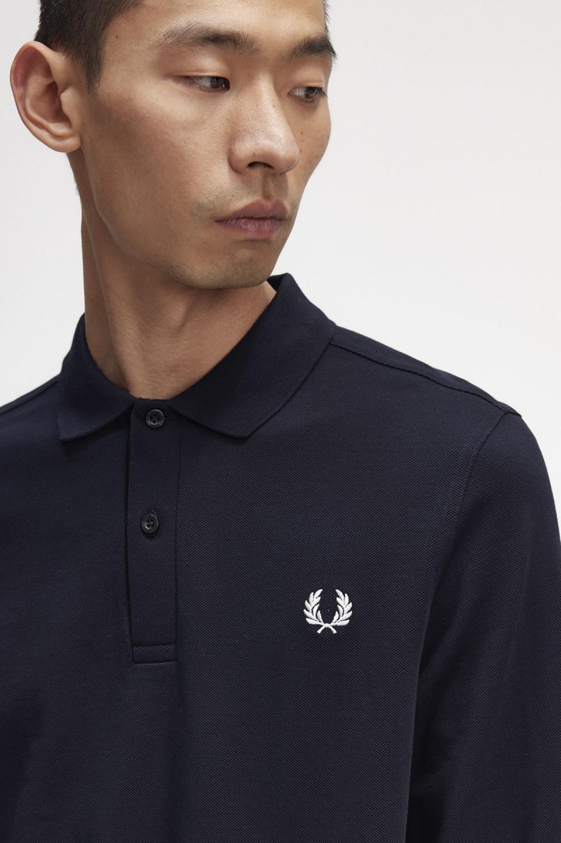 Fred Perry M6006 Piketröja Herr Marinblå Vita | SECIF74728