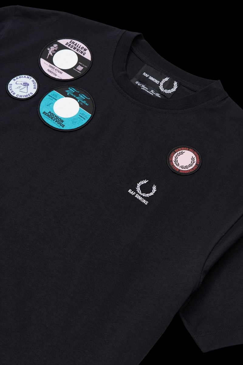 Fred Perry Oversized Patch Detail T-shirt Herr Svarta | QSEUV67828