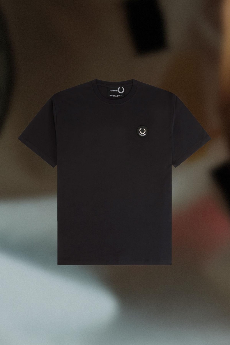 Fred Perry Oversized Printed T-shirt Herr Svarta | SEDFL57953