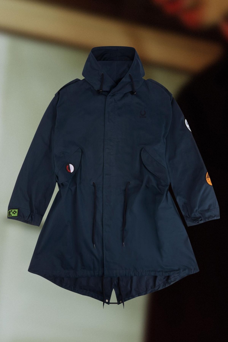 Fred Perry Patch Detail Parka Rockar Herr Marinblå | FSEHY49632