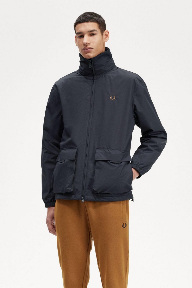 Fred Perry Patch Pocket Zip Through Rockar Herr Marinblå | SEJZR31166