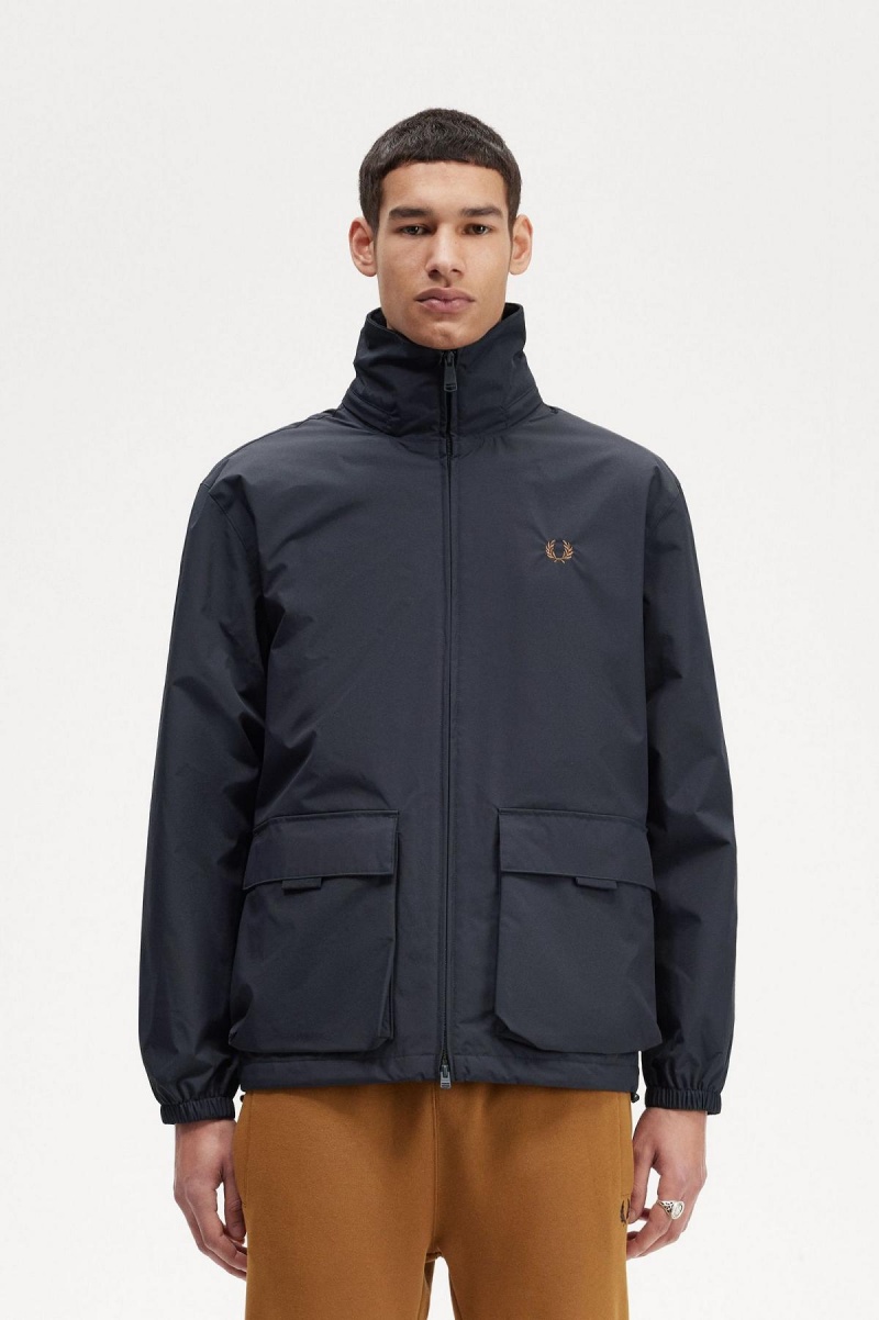 Fred Perry Patch Pocket Zip Through Rockar Herr Marinblå | SEJZR31166