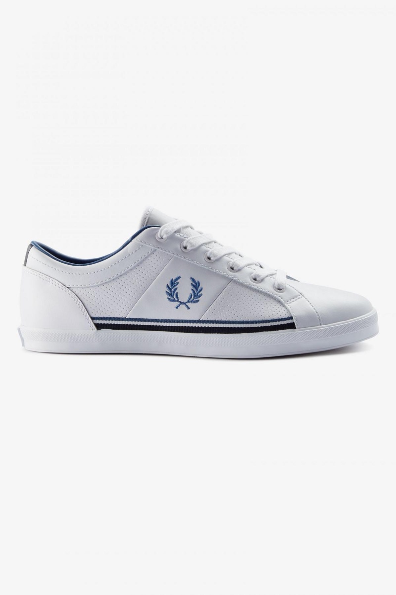 Fred Perry Perforated Baseline Skor Herr Vita Blå | ESEVG19796