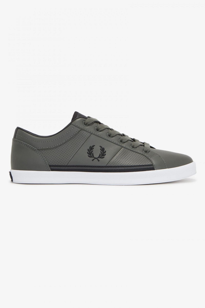 Fred Perry Perforated Baseline Skor Herr Gröna Svarta | ASEDF96189